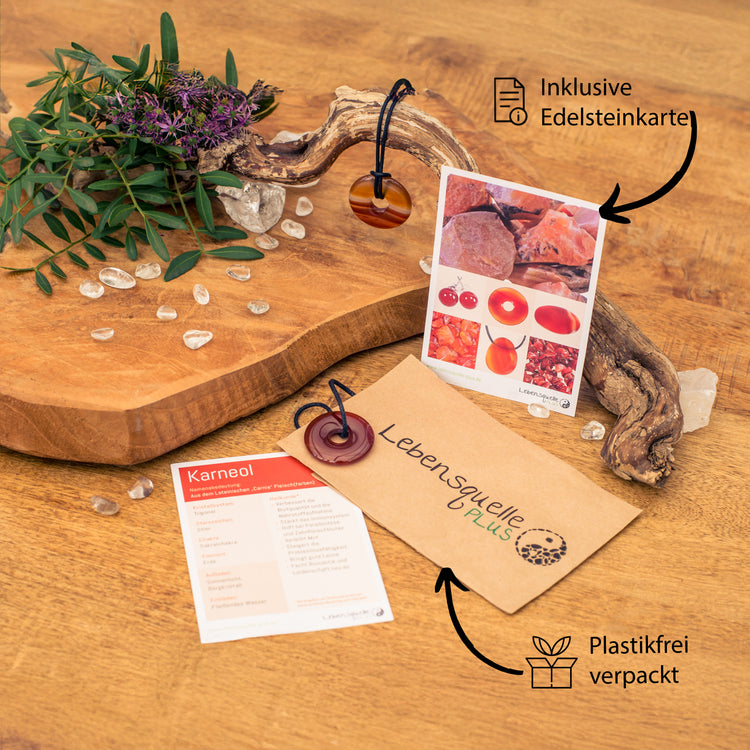 Carnelian donut | 30 mm pendant + cotton cord