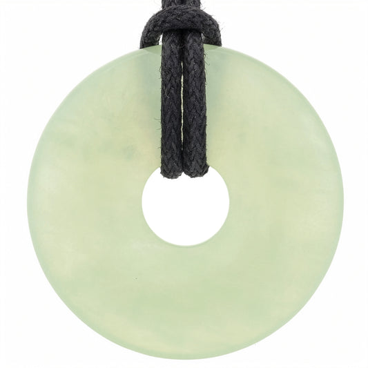 Chinese Jade Donut | 30 mm Pendant + Cotton Cord
