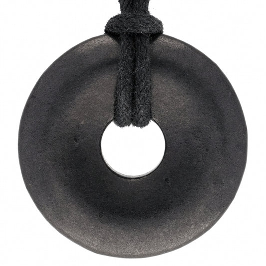 Shungite Donut Pendant | 30 mm Pendant + Cotton Cord