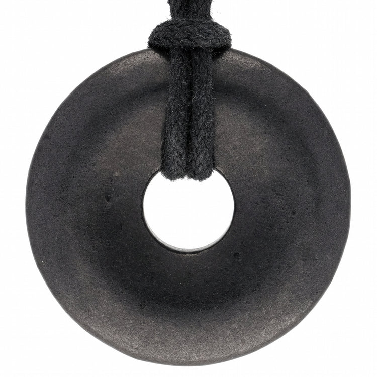 Shungite Donut Pendant | 30 mm Pendant + Cotton Cord