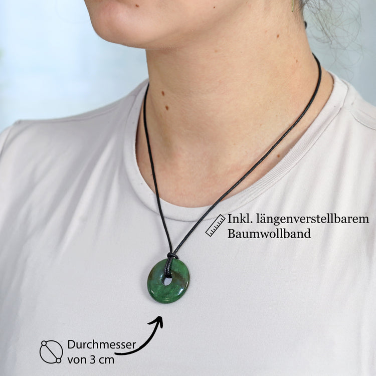Jade (Nephrite) Donut Pendant | 30 mm Pendant + Cotton Cord