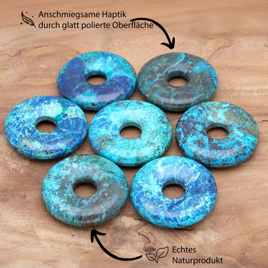 Chrysokoll Donut | 30 mm Anhänger + Baumwollband
