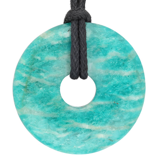 Amazonite Donut | 30 mm Pendant + Cotton Cord