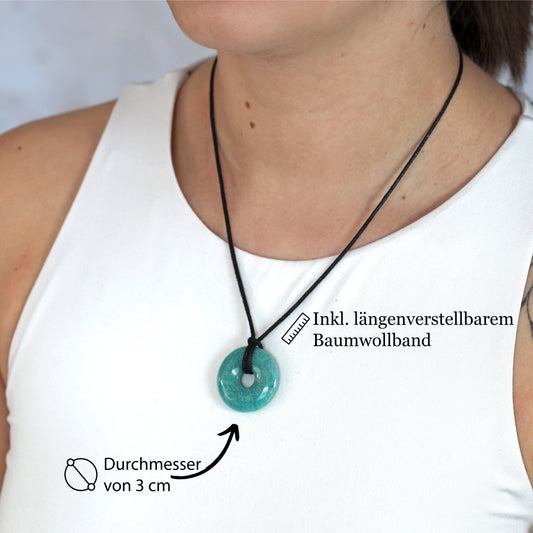 Amazonite Donut | 30 mm Pendant + Cotton Cord