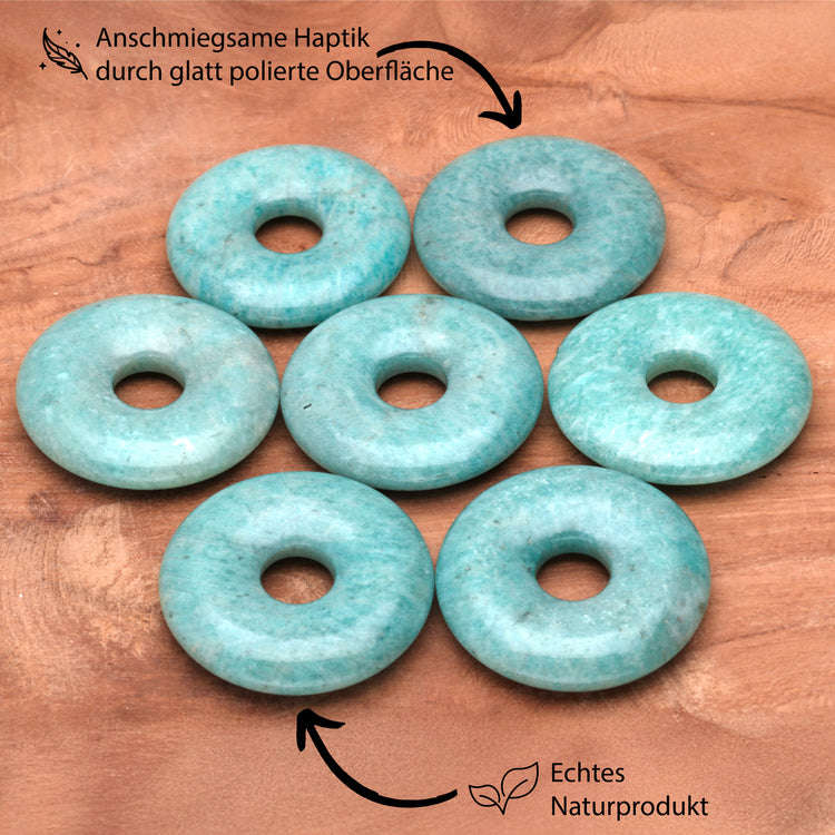 Amazonite Donut | 30 mm Pendant + Cotton Cord