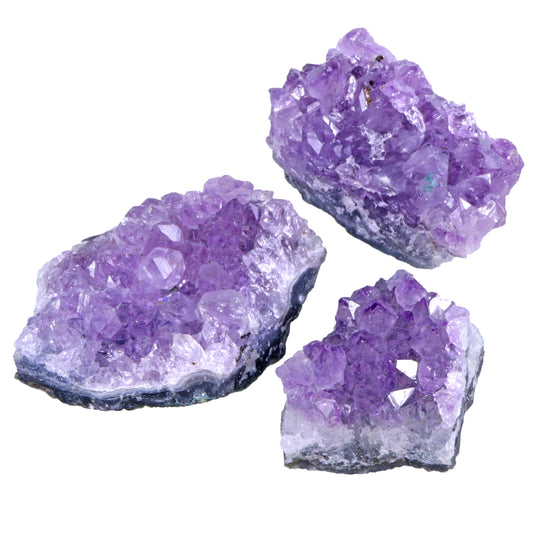 Amethyst crystals | 100% natural geode pieces | Set of 3