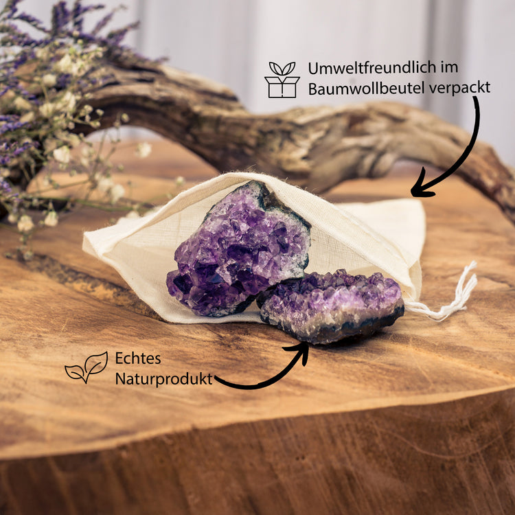 Amethyst crystals | 100% natural geode pieces | Set of 3