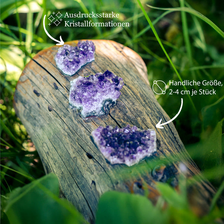 Amethyst crystals | 100% natural geode pieces | Set of 3