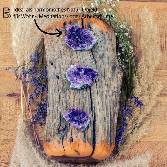 Amethyst crystals | 100% natural geode pieces | Set of 3