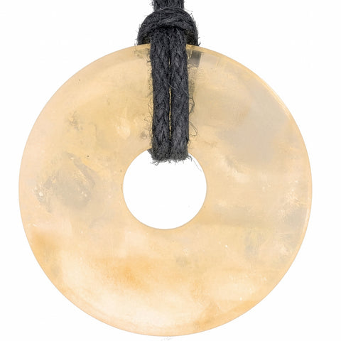 Citrine Donut Pendant | 30 mm Pendant + Cotton Cord