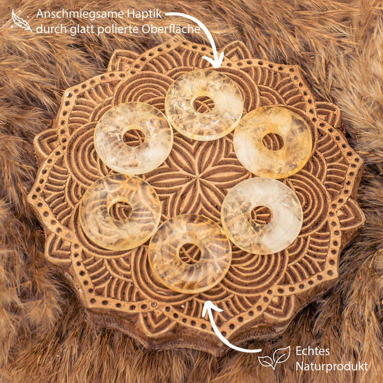 Citrin Donut | 30 mm Anhänger + Baumwollband