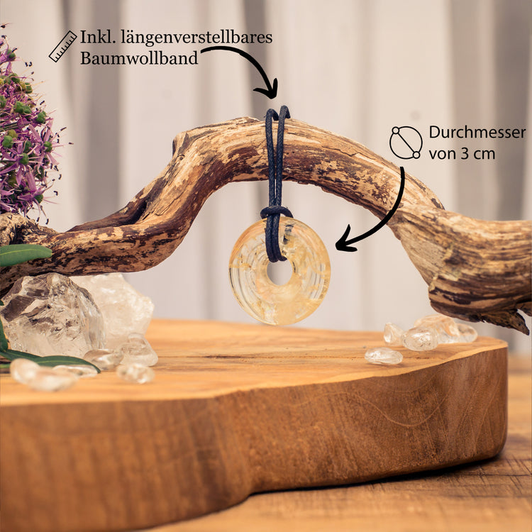 Citrin Donut | 30 mm Anhänger + Baumwollband