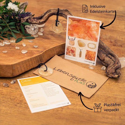 Citrin Donut | 30 mm Anhänger + Baumwollband