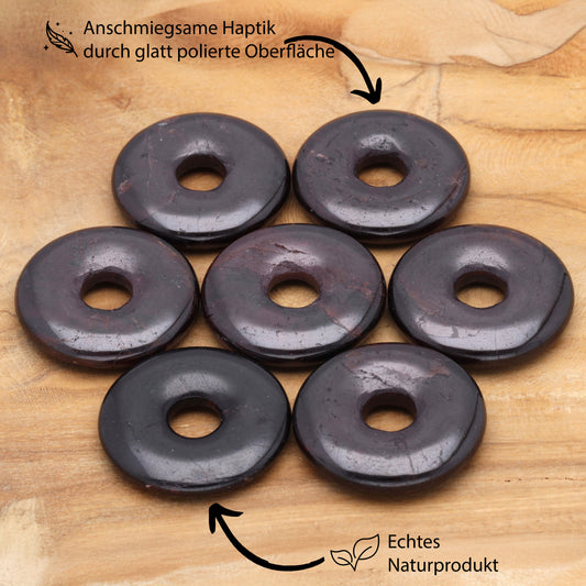 Garnet Donut Pendant | 30 mm Pendant + Cotton Cord