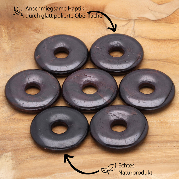 Garnet Donut Pendant | 30 mm Pendant + Cotton Cord
