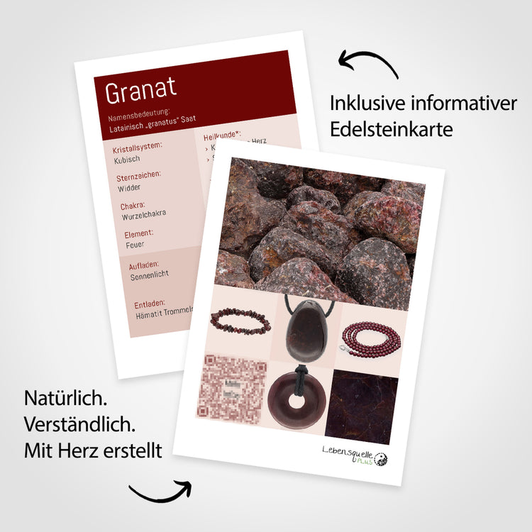 Garnet Donut Pendant | 30 mm Pendant + Cotton Cord