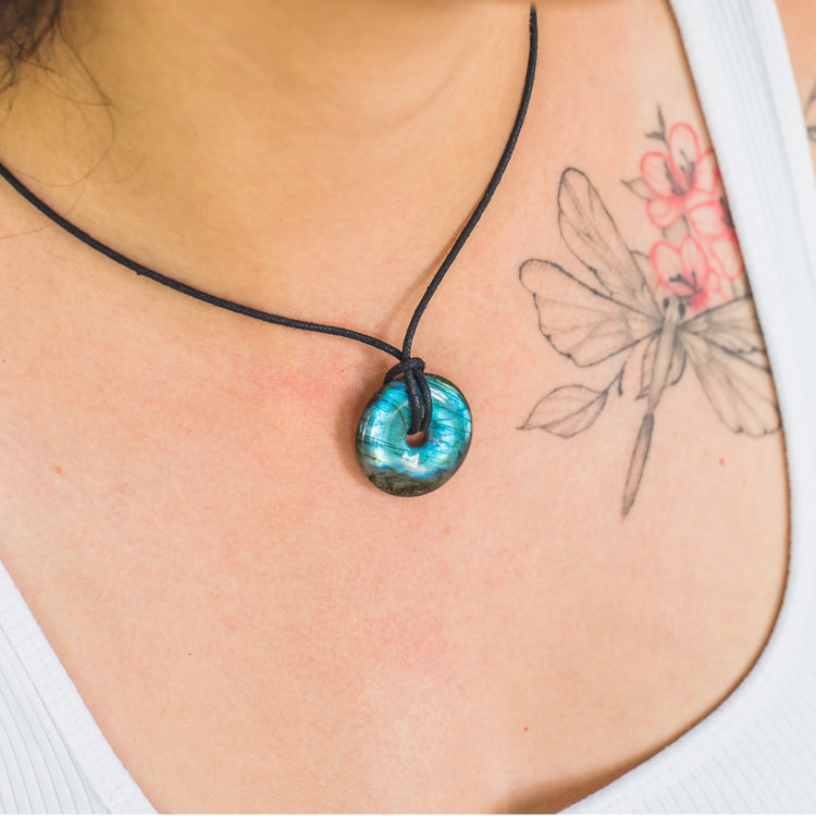 Labradorite Donut | 30mm pendant
