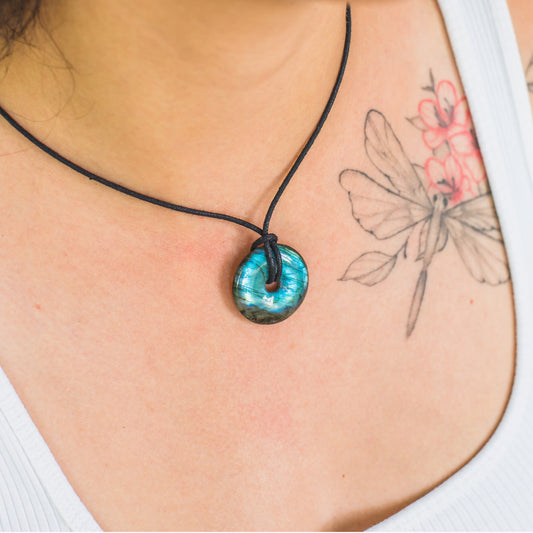 Labradorite Donut | 30mm pendant
