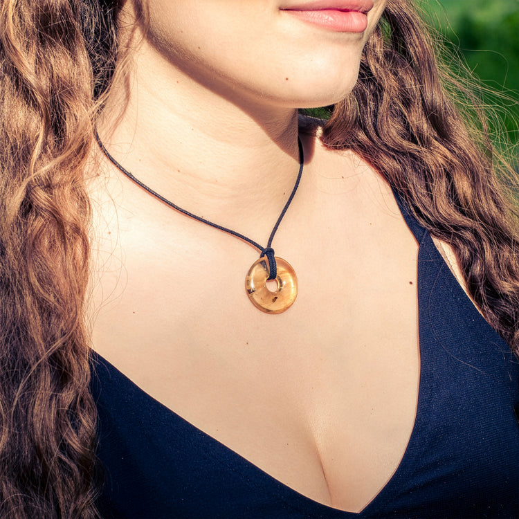 Bernstein Donut | 30 mm Anhänger + Baumwollband