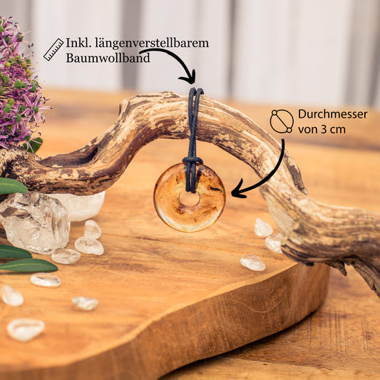 Bernstein Donut | 30 mm Anhänger + Baumwollband