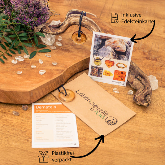 Bernstein Donut | 30 mm Anhänger + Baumwollband