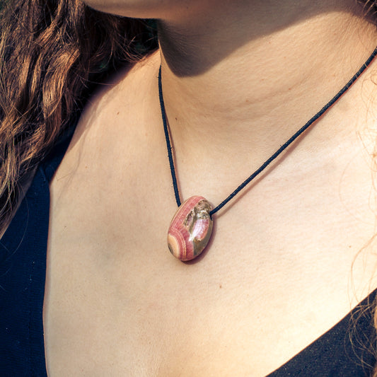 Rhodochrosite drop pendant