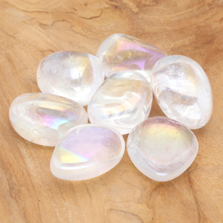 Angel Aura (Bergkristall bedampft) Trommelstein