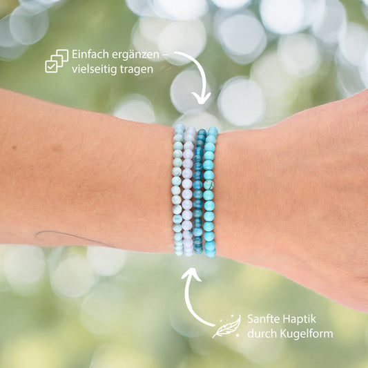 Chalcedony, blue mini bead bracelet | 4 mm