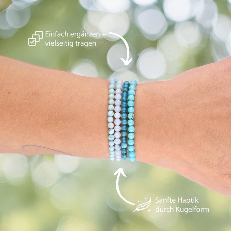 Chalcedony, blue mini bead bracelet | 4 mm