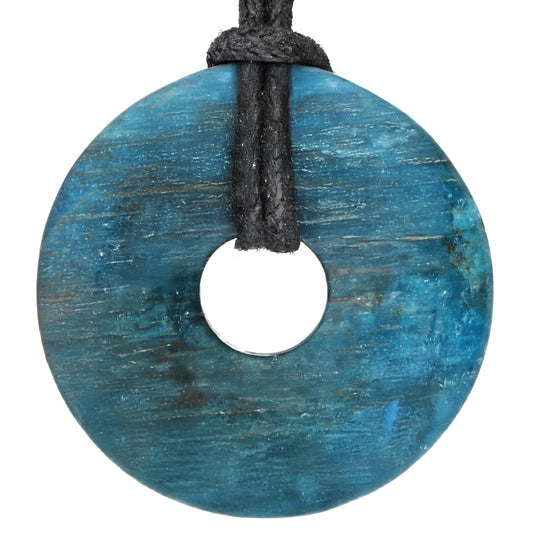 Apatite Donut Pendant | 30 mm Pendant + Cotton Cord