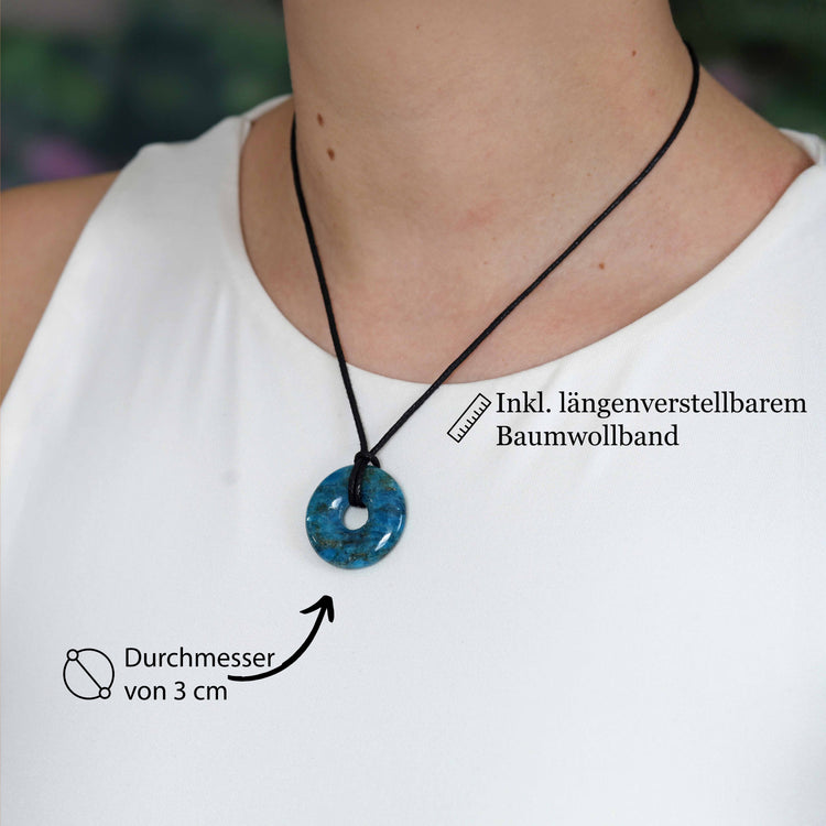 Apatite Donut Pendant | 30 mm Pendant + Cotton Cord