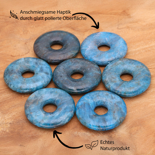 Apatite Donut Pendant | 30 mm Pendant + Cotton Cord