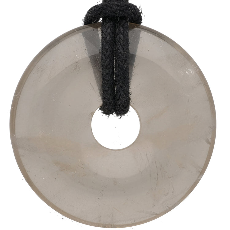 Smoky Quartz Donut Pendant | 30 mm Pendant + Cotton Cord
