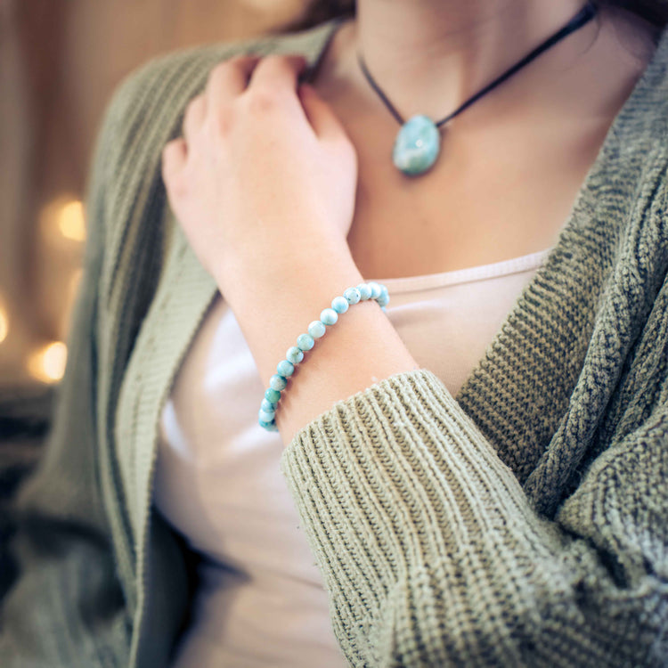 Larimar Beaded Bracelet | 6mm