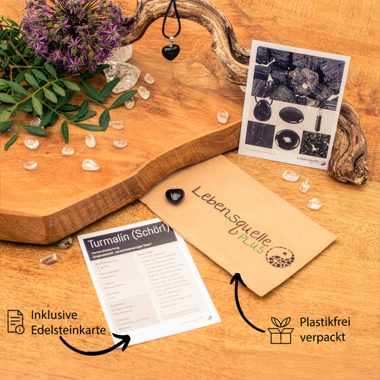 Tourmaline (Schörl) heart pendant | 2x2cm