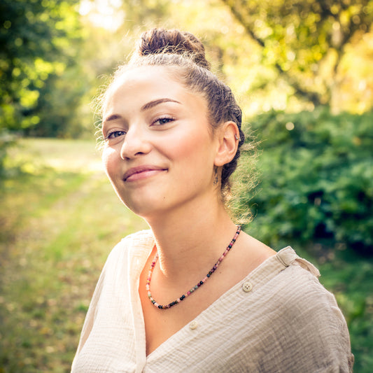 Colorful tourmaline ball chain | Ø 4mm with 925 silver clasp | 45cm