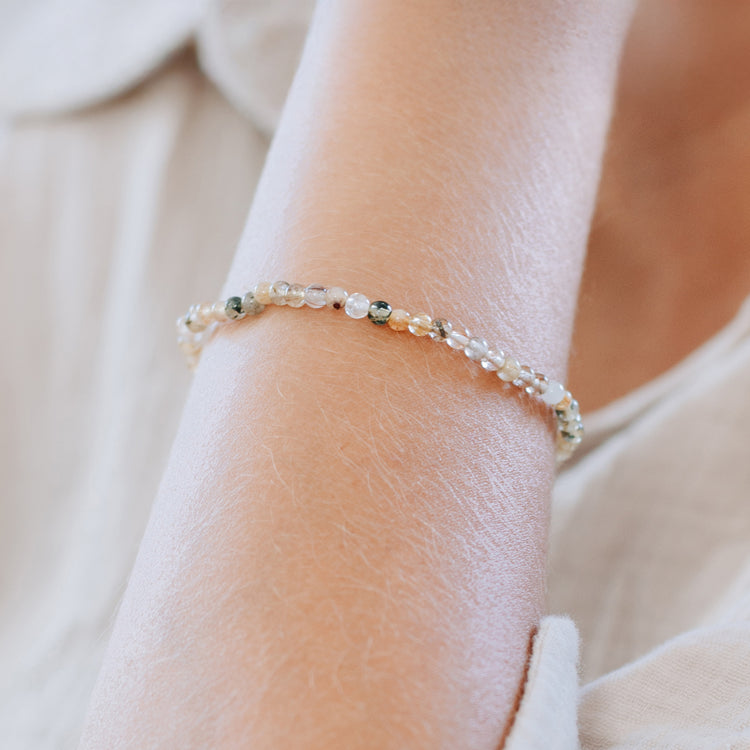 Rutilated Quartz Mini Bead Bracelet | 4 mm