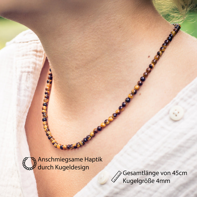 Tiger's eye ball chain | Ø 4mm with 925 silver clasp | 45cm