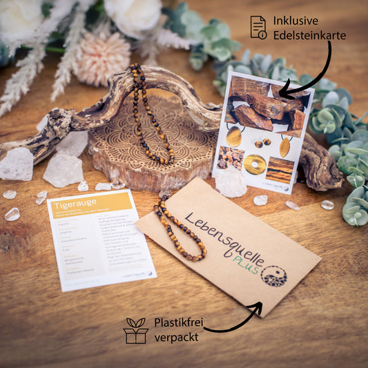 Tiger's eye ball chain | Ø 4mm with 925 silver clasp | 45cm