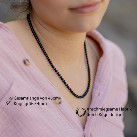 Onyx ball chain | Ø 4mm with 925 silver clasp | 45cm