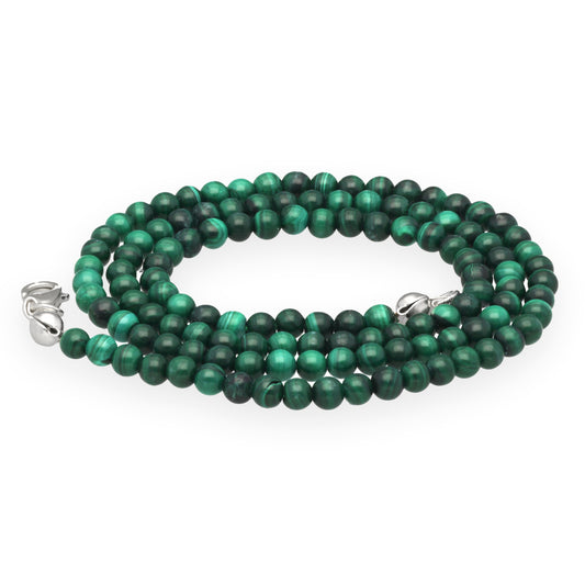 Malachite ball chain | Ø 4mm with 925 silver clasp | 45cm
