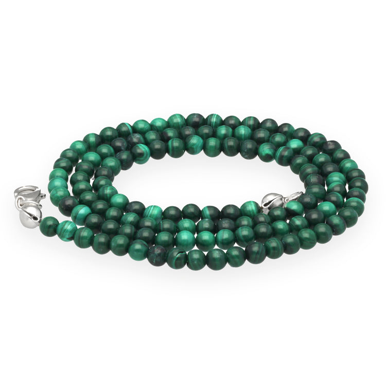 Malachite ball chain | Ø 4mm with 925 silver clasp | 45cm