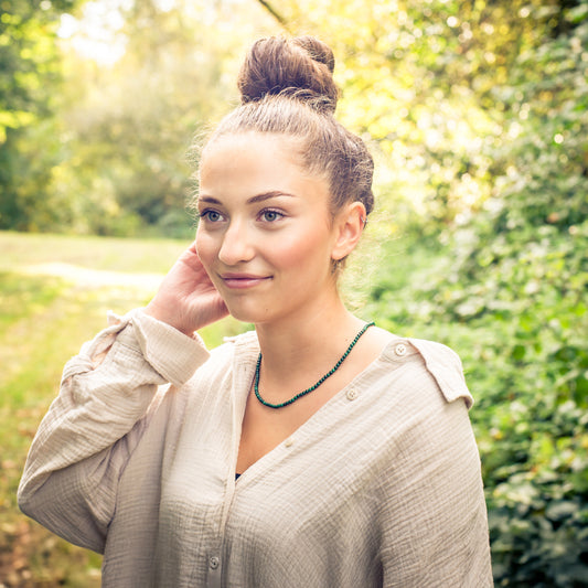 Malachite ball chain | Ø 4mm with 925 silver clasp | 45cm