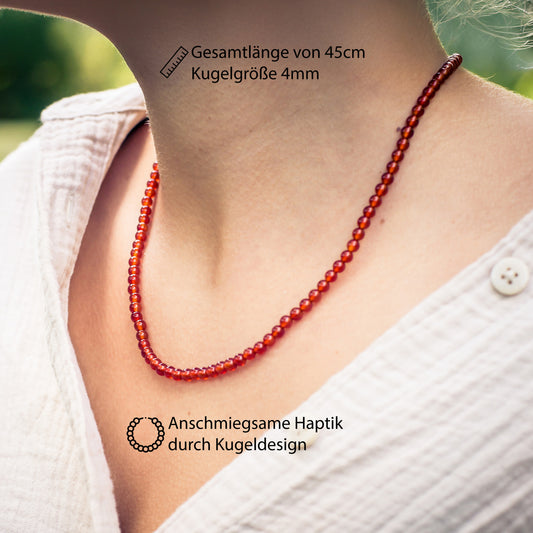 Carnelian ball chain | Ø 4mm with 925 silver clasp | 45cm