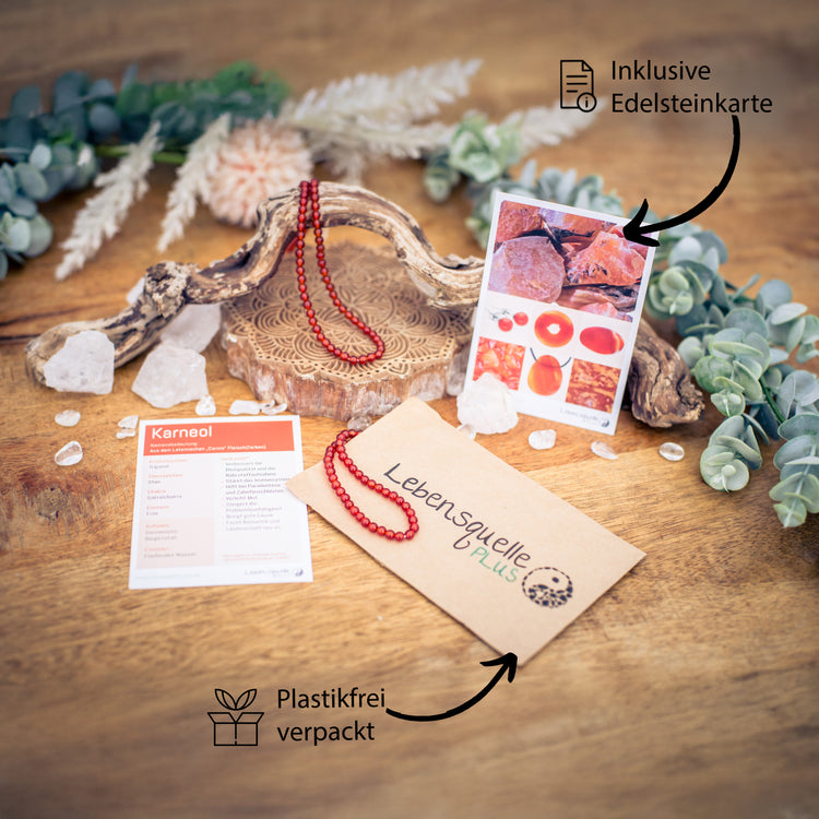 Carnelian ball chain | Ø 4mm with 925 silver clasp | 45cm