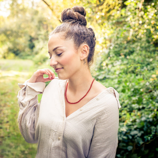 Carnelian ball chain | Ø 4mm with 925 silver clasp | 45cm