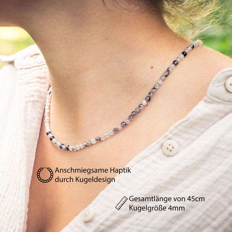 Tourmaline quartz ball chain | Ø 4mm with 925 silver clasp | 45cm