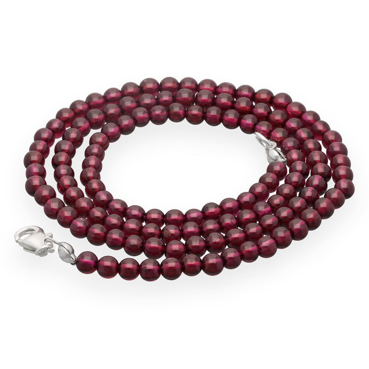Granate spherical chain | Ø 4mm with silver closure | 45cm