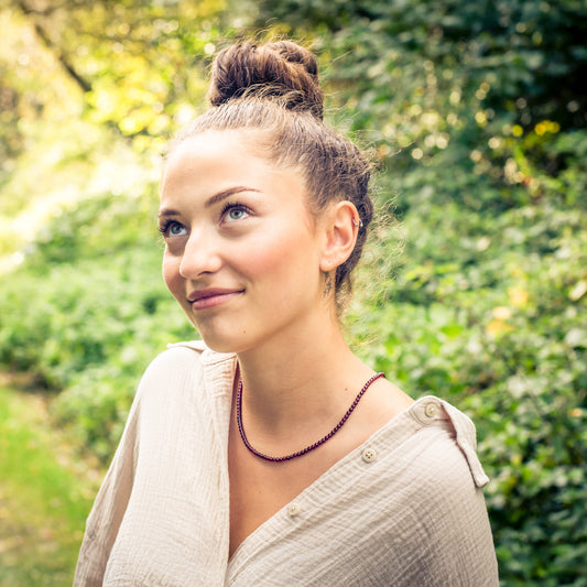 Granate spherical chain | Ø 4mm with silver closure | 45cm