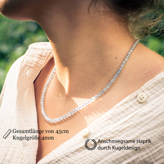 Aquamarine ball chain | Ø 4mm with 925 silver clasp | 45cm